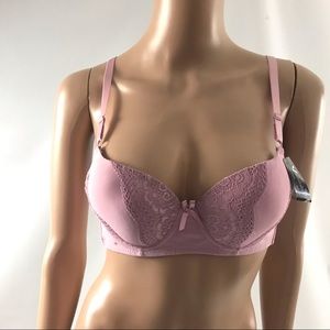 Vadalala Pink Lace Bra Underwire Size 32B Push Up